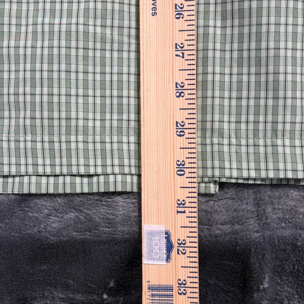 Van‎ Heusen Button Down Shirt Mens L Green Plaid Short Sleeve VHCL1106 - Picture 7 of 10